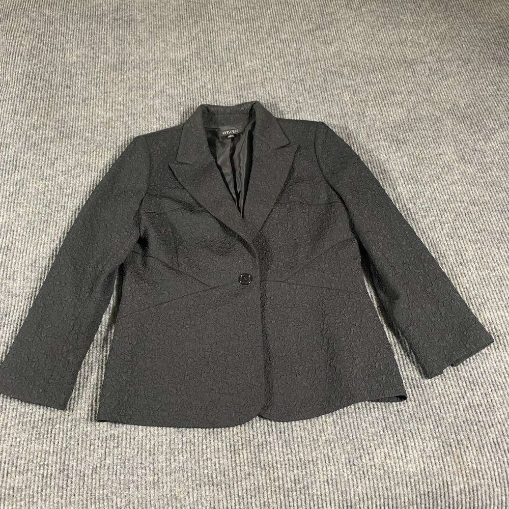 Kasper Blazer Womens‎ 16 Black Textured One Button Lined Career Office Wear Coat